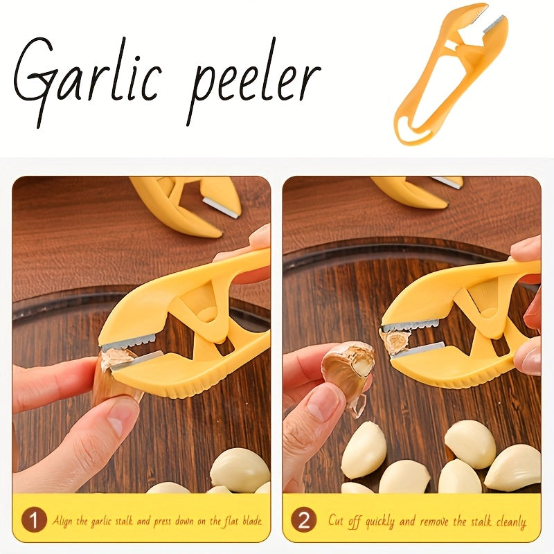 1pc Stainless Steel Garlic Peeler & Cutter – Manual Kitchen Tool for Easy Garlic Prep