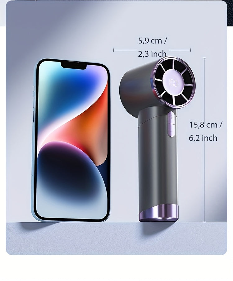 Portable Handheld Fan with 100-Speed Turbo, 3000mAh Rechargeable Battery, LCD Display, 9000 RPM High Wind Power, Silent Operation – Perfect for Travel, Camping, & Outdoor Activities | Ideal Gift for Women & Men My Store