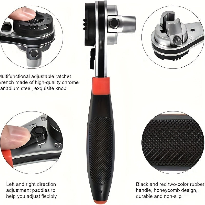 DZT 6–22MM Adjustable Ratchet Wrench – Multi-Functional Tool for Automotive & Home Repair | No Battery Needed