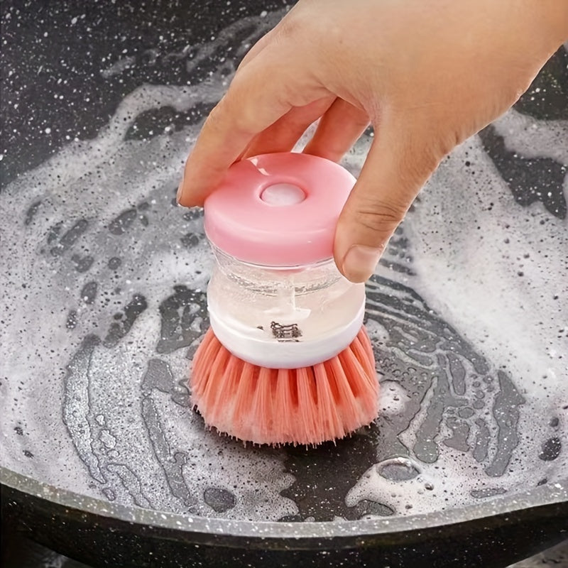 1pc, Kitchen Dishwashing Brush, Pot Washing Brush, Press Out Liquid, Handheld Cleaning Brush, Multifunctional Cleaning Brush, Cleaning Supplies, Cleaning Tool