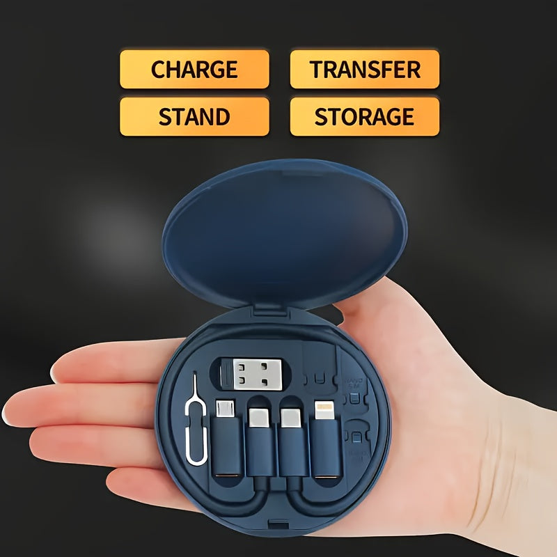 SAN.COMO 4-in-1 USB Charging Adapter Kit - Compact & Durable PVC, Compatibility with Phone Stands, Card Storage, Pop-Up Cable Tray & USB-C Adapter for All Devices Essiby