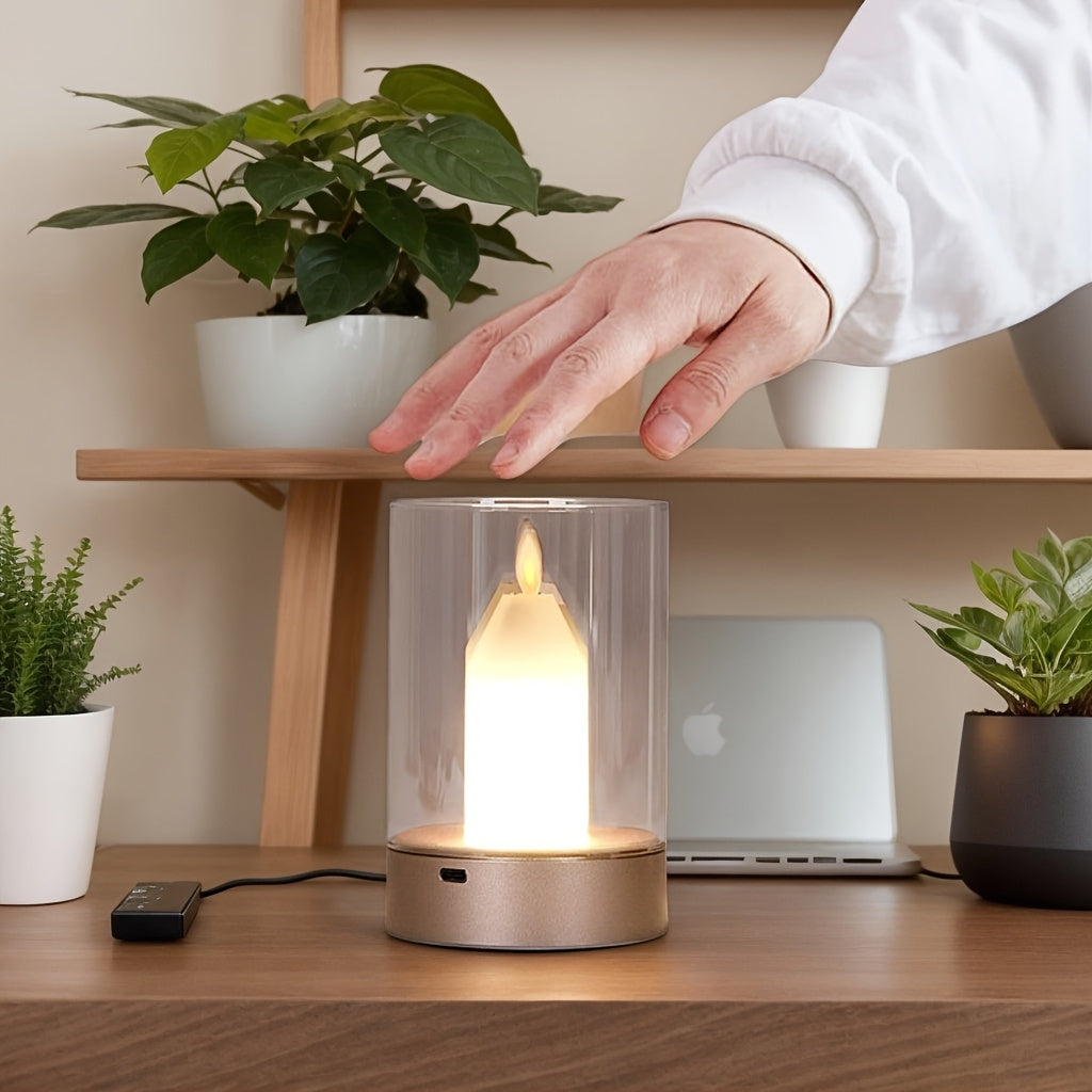 Rechargeable Night Light with Touch Control, Adjustable Brightness, USB Powered, Metal Shade - Includes Power Cord, Night Light Rechargeable, Portable, Candle Lamp Simulation