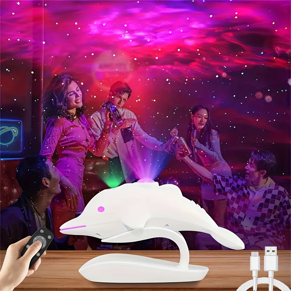 1pc Dolphin Galaxy Projection Lamp – USB Powered Starry Sky Light with Remote Control, 7 Adjustable Nebula Modes for Room Decoration My Store