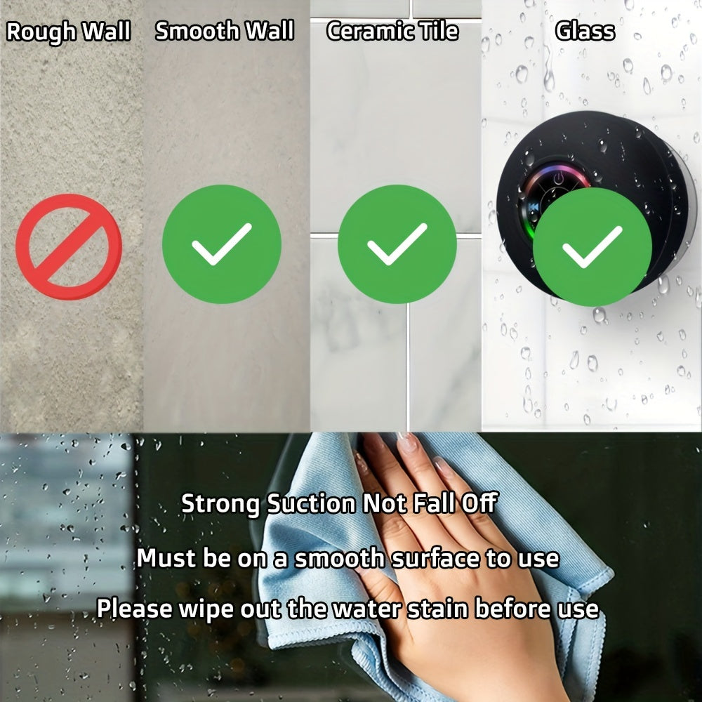 Portable Waterproof Wireless Speaker with Suction Cup - USB Rechargeable, 2-Hour Playtime, Perfect for Parties, Travel & Outdoor Fun! My Store