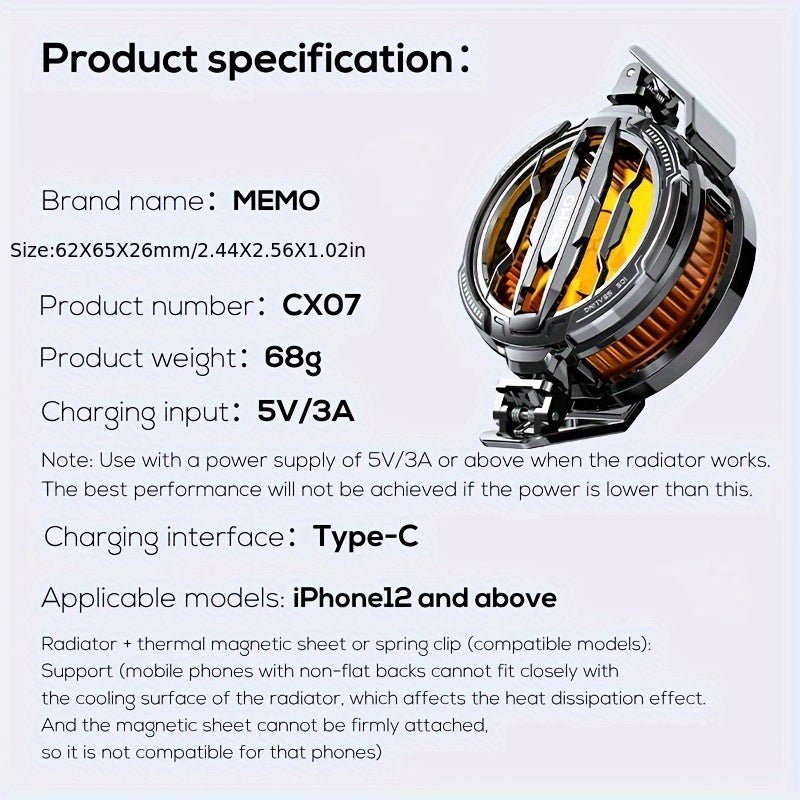MEMO CX07 Magnetic Mobile Phone Cooler – Fast Cooling Refrigeration Radiator for Smartphones