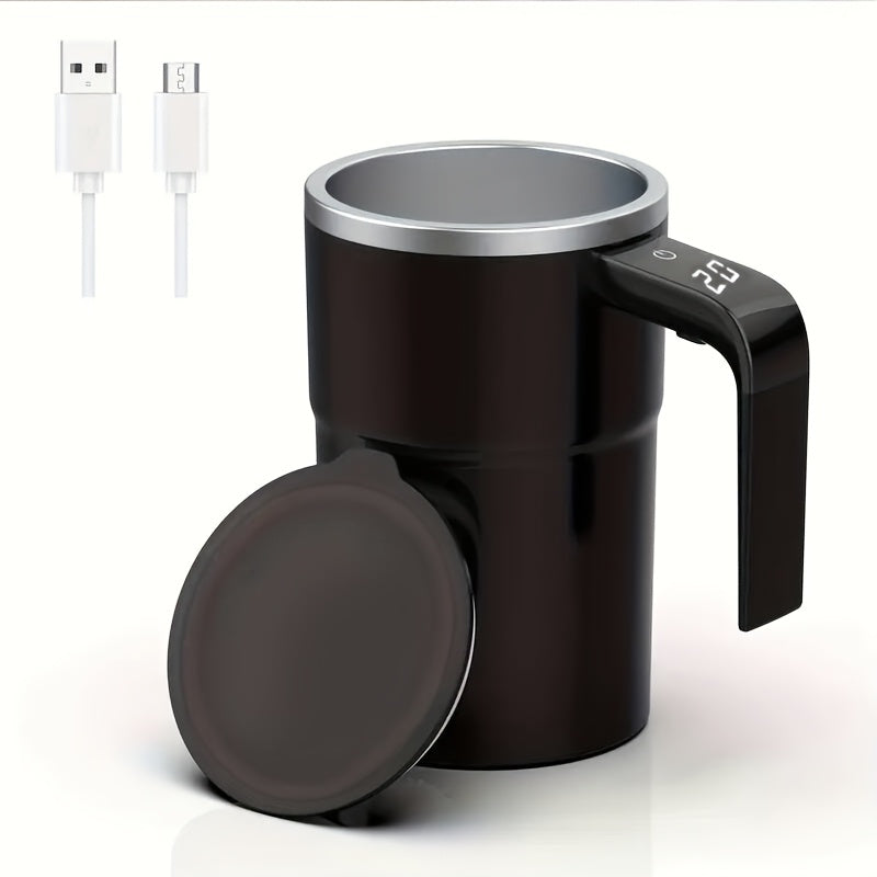 Self-Stirring Coffee Mug with Temperature Display – Automatic Travel Cup for Coffee, Chocolate, Milk, Mocha & Protein Powder