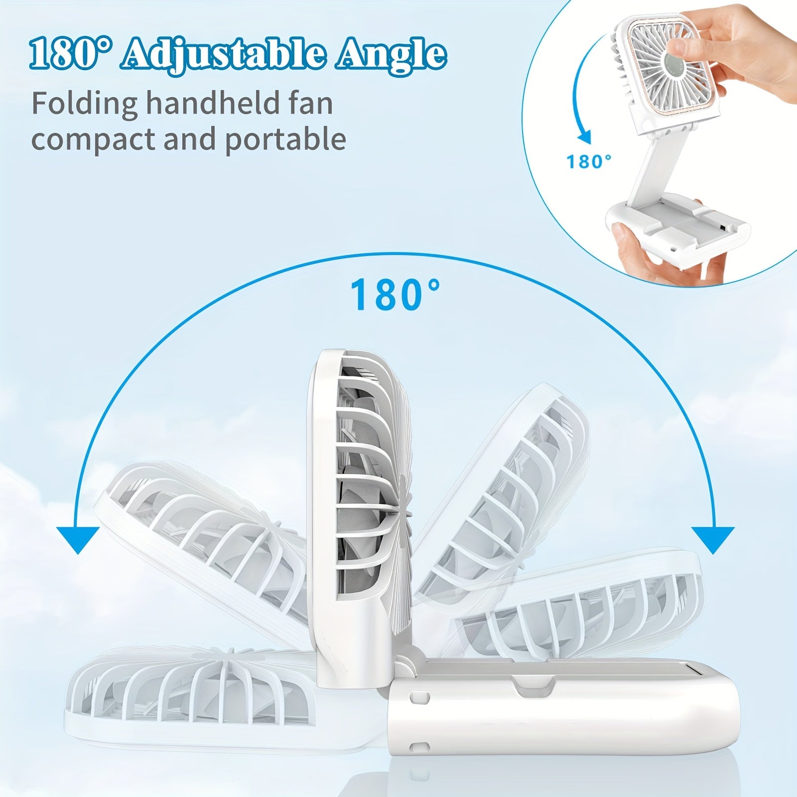 Portable Handheld Mini Fan with Digital Display - Ultra-Thin Folding Neck Fan, USB Rechargeable 3000mAh Battery, 180° Adjustable, 3-Speed, Perfect for Personal Cooling, Travel & Sports My Store