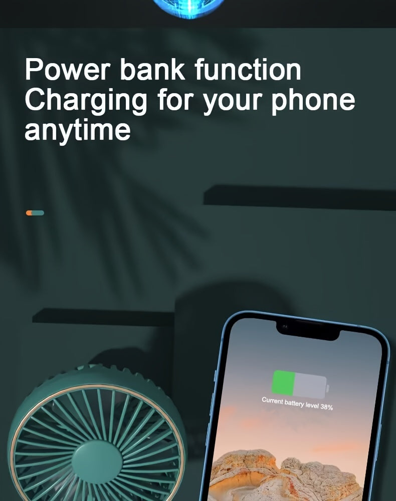 Portable Handheld Fan – Foldable, Ultra-Quiet & Rechargeable with 2000mAh Power Bank My Store