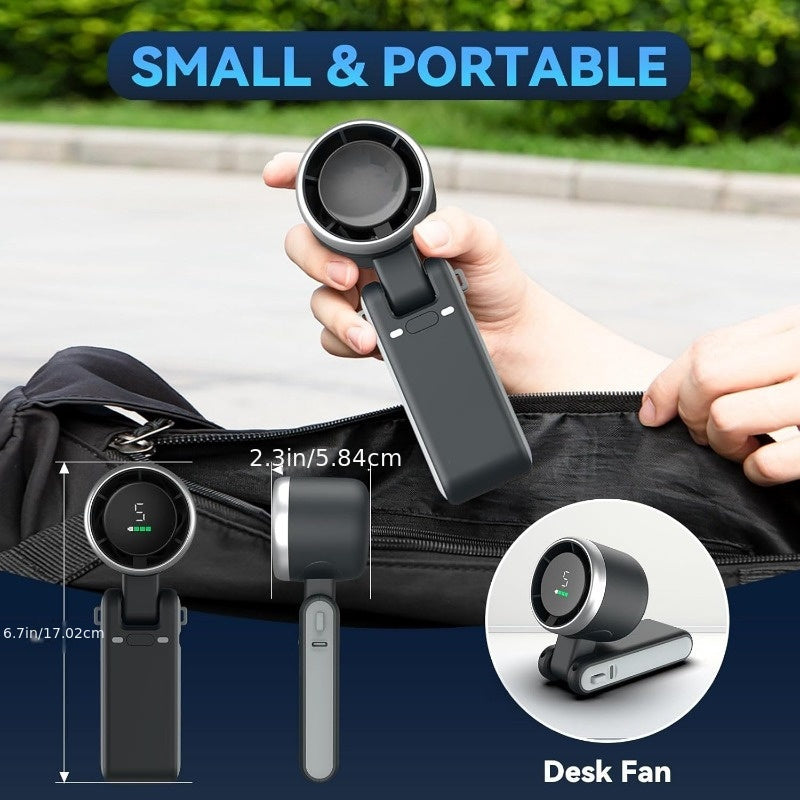 3-in-1 Portable Turbine Fan, 5 Speeds, 3600mAh Rechargeable Lithium Battery, USB Chargable, Pocket Fan for Travel, Outdoor & Indoor Use - Handheld, Desk Fan, Neck Fan, Travel Fan | Modern Aesthetic | Durable Build Essiby