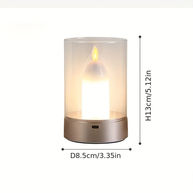 Rechargeable Night Light with Touch Control, Adjustable Brightness, USB Powered, Metal Shade - Includes Power Cord, Night Light Rechargeable, Portable, Candle Lamp Simulation