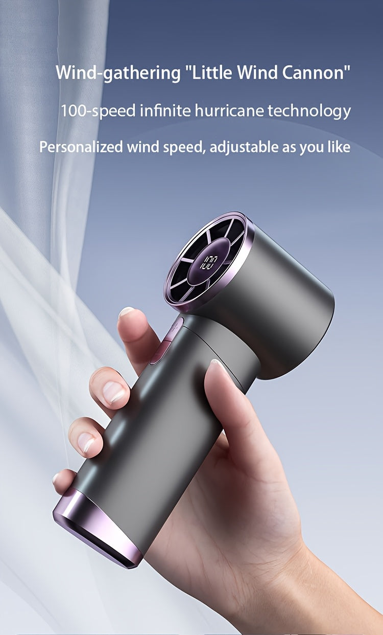 Portable Handheld Fan with 100-Speed Turbo, 3000mAh Rechargeable Battery, LCD Display, 9000 RPM High Wind Power, Silent Operation – Perfect for Travel, Camping, & Outdoor Activities | Ideal Gift for Women & Men My Store
